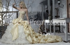 US $339.99Luxurious Taffeta & Organza Strapless Bowknot Ball Gown Wedding Dress