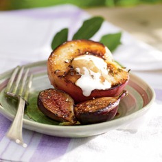 Seared Figs and White Peaches with Balsamic Reduction < 100 Healthy Dessert Ideas - Cooking Light