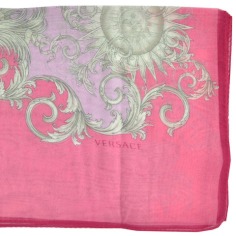 Versace Silk Women Scarf Pink Gray Silver  Discount Women Designer Scarves Outlet | Como Milano