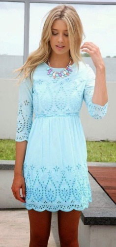 cyan summer necklace Adorable mini dress apparel fashion outfit clothing women style | Gloss Fashionista