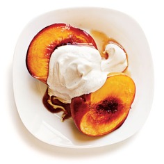 Bourbon-Glazed Peaches With Yogurt Recipe < 100 Healthy Dessert Ideas - Cooking Light