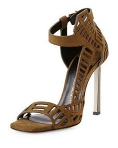 X29X0 Daniele Michetti Mahima Suede Cutout Sandal, Khaki | FW 2014 | cynthia reccord