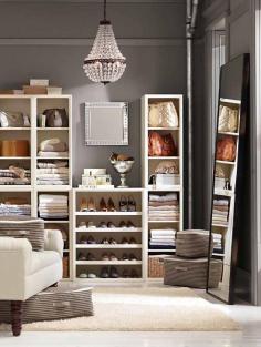 Love the PAINT color with the creme accessories.  Build-your-own dream closet. #potterybarn