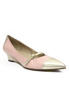 Ellen Tracy Francis Leather & Metallic Leather Mary Jane Wedges Pink