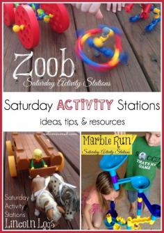 Saturday Activity Stations. Perfect for busy moms. Super fun for kids.