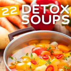 22 Detox Soup Recipes- to cleanse and revitalize your system. Some of them sound weird but there are a few that sound good enough to try.
