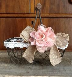 Rustic Flower Girl Basket - Wire Wedding Basket, Burlap Wedding on Etsy, $26.50