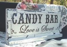 Hand Painted Wedding Sign Candy Bar Shabby Cottage by tcart2010, $22.00