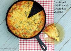 Cornbread with Mustard Greens and Cheddar