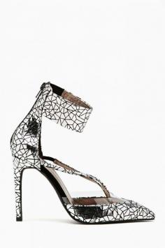 Jeffrey Campbell Davan Pump - Silver CRACKLE/CLEAR