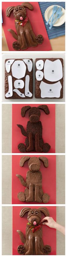 Chocolate Lab Dog Cake and template!