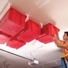 Create a Sliding Storage System On the Garage Ceiling