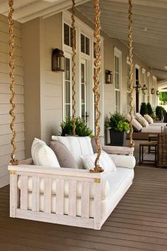 Wooden porch swing