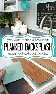 Inexpensive Backsplash Idea ~ Faux Plank Wall - Mom 4 Real