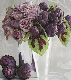purple roses plus artichokes