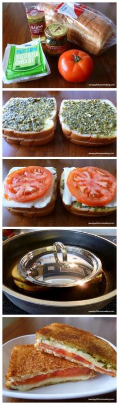 Tomato basil mozzarella grilled cheese sandwich