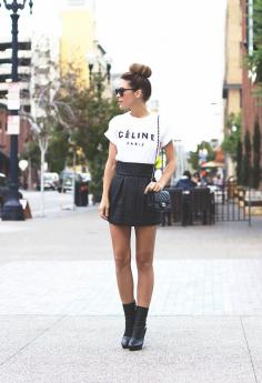 Cute example of typically feminine yet edgy look.