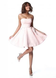 Pleated A-line Strapless Blush Short Homecoming Dress With Semi-open Back