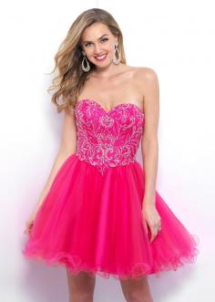 Beautiful Short Beaded Sweetheart Hot Pink Tulle A Line Homecoming Dress