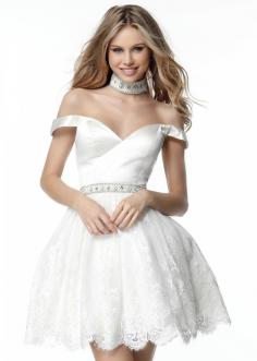 2017 Lovely Lace Princess Off The Shoulder Ivory Flared Homecoming Dress