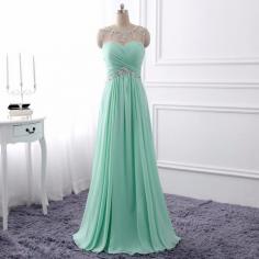 Elegant Charming Mint Green Beading Pleated Cutout Back Long Evening Prom Dress [PS1704] - $106.99 :