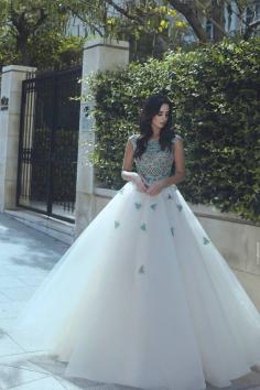 Fashion Brautkleider Weiß Mit Perlen A Line Tülle Hochzeitskleider Online