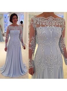 $156 Lace Long-Sleeve Elegant A-line Mother-the-bride Dress