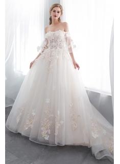 Sehr Schöne Weiße Brautkleider Lang Trägerlos Tüll Mit Blumen Hochzeitskleider