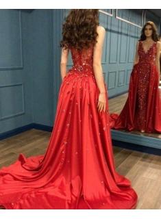 Rotes Abendkleid Lang Günstig | Rote Kleider mit Spitze