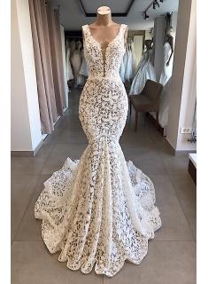 Elegante Brautkleid Spitze Meerjungfrau | Hochzeitskleid Günstig Online