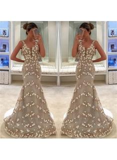 Charming Mermaid Sleeveless Evening Dresses 2019 | Straps Appliques Formal Dresses