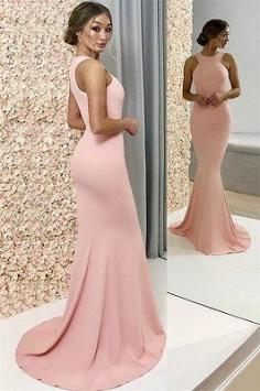 2019 Newly Pink Halter Sexy Mermaid Prom Dresses | Yesbabyonline.com