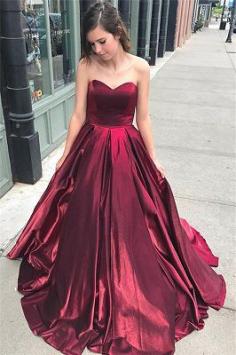 Glamorous Burgundy Sweetheart A-Line Prom Dresses | Yesbabyonline.com