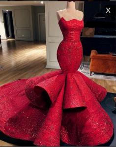 Gorgeous Mermaid Strapless Beadings Prom Dress with Court Train | Yesbabyonline.com