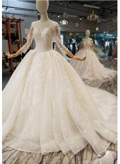 Luxus Brautkleider Mit Ärmel | A Linie Hochzeitskleider Mit Spitze