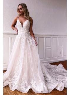 Elegante Brautkleider A linie | Spitze Hochzeitskleider Günstig Online
