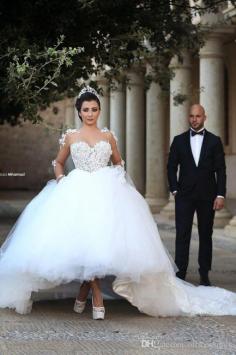 Designer Brautkleid mit Ärmel | Prinzessin Hochzeitskleid mit Spitze