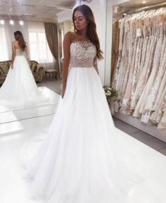 Luxus Brautkleider A linie | Hochzeitskleid mit Ãrmel