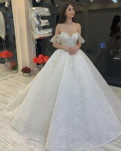 Elegante Brautkleider Glitzer | Hochzeitskleid A Linie