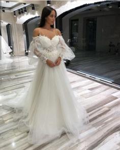 Schlichte Brautkleider mit Ãrmel | Hochzeitskleider Spitze Online