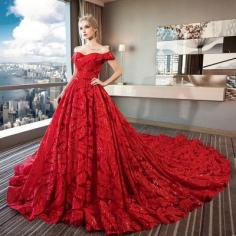 Rote Hochzeitskleider | brautkleid spitze a linie
