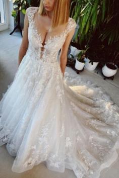 Hochzeitskleid Standesamt | Brautkleid A Linie Mit Spitze