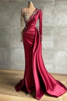 Rotes Abendkleid Lang | Abiballkleider mit Ãrmel