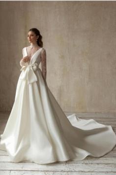 Schlichte Hochzeitskleid A Linie | Brautkleider mit Ãrmel