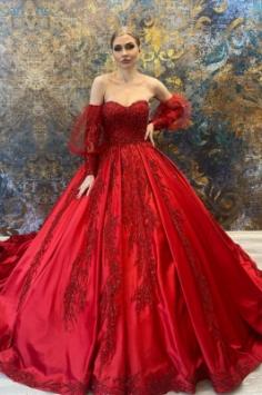 Luxus Hochzeitskleider Rot | Prinzessin Brautkleider Online Kaufen