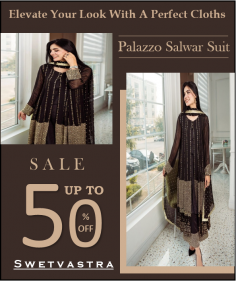 A palazzo salwar suit is defined as a combination of wide leg pants known as palazzo and a long kurti. This suit has gained immense popularity among women of all ages due to its comfortable yet stylish appeal. This suit is made using light and breathable fabrics. These dresses are the best choice for daily wear, social events and dance parties.

https://www.swetvastra.com/palazzo-salwar-suit/