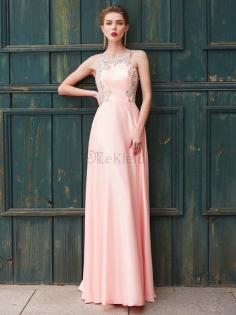 Prinzessin Perlenbesetztes A Linie Satin Bodenlanges Ballkleid