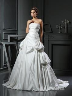 Empire Taille Duchesse-Linie Satin Brautkleid mit Rücken Schnürung mit Applikation