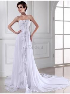 Chiffon Enges Anständiges Brautkleid mit Empire Taille mit Rücken Schnürung