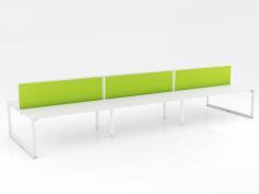 Ol Anvil Desk 6-User Double Sided Workspace with Breathe Fabric Screen
50 x 50 mm triangle end frames with flush ground weld finish
50 x 25 mm rails
Frames finished in Gloss White powdercoat
25 mm worksurfaces finished in White melamine on E0 grade substrate with matching PVC edge
Fixed height 715 mm (incl worksurface)
Compatible with comseal cable tidy system
10 year warranty
Flatpack, assembly required
50 mm thickness
500 mm above worktop (approx 1220 mm AFL) (can be modified)
Breathe fabric all over
Screen to desktop brackets included
Powdercoat frame finished in white
Option for glazing upgrade
Made to order